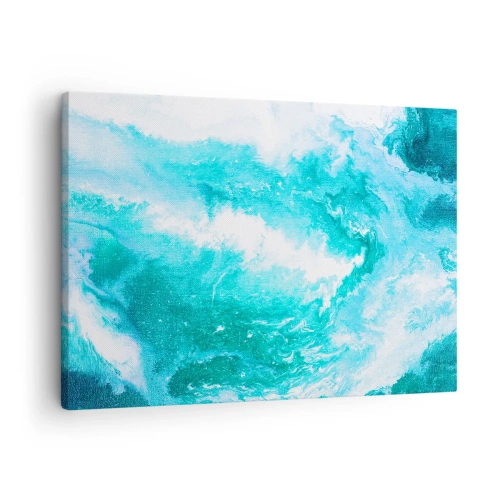 Quadro em tela - Redemoinho abstrato em tons de azul - 70x50cm - No núcleo da água - Decoração de parede moderna para a sala de estar e quarto ARTTOR