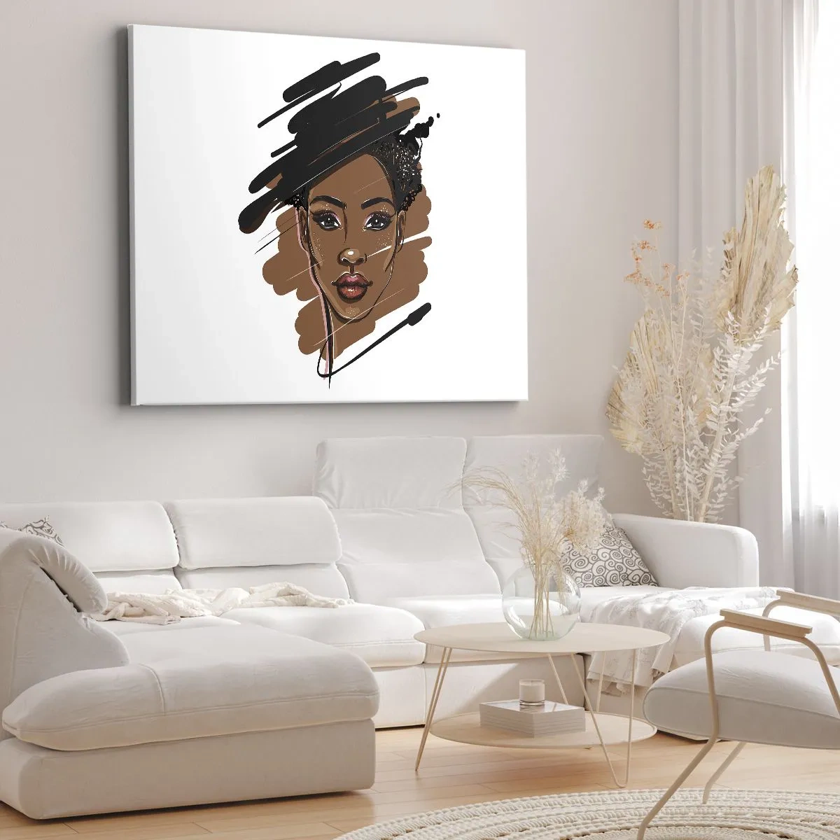 Quadro em tela - Retrato de uma mulher com pinceladas artísticas - 70x50cm - Doce como chocolate - Decoração de parede moderna para a sala de estar e quarto ARTTOR