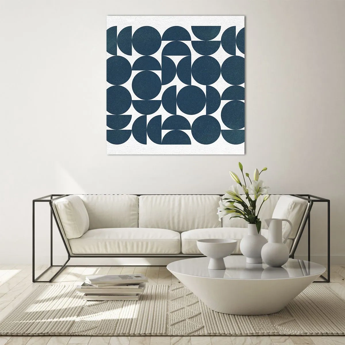 Quadro em vidro - Círculos e semicírculos - 30x30 cm