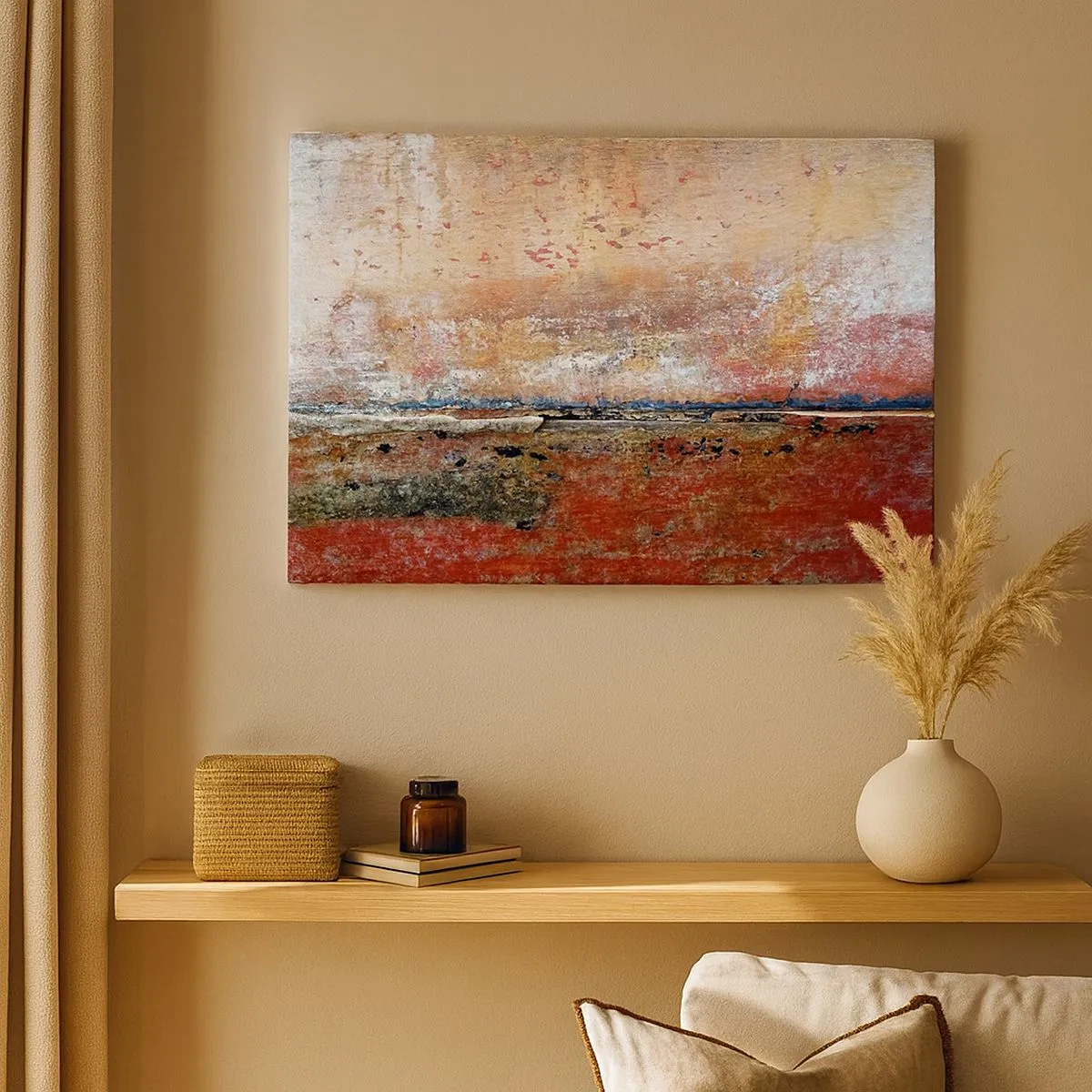 Quadro em tela - Uma composição abstrata inspirada no mar e na natureza. - 70x50cm - Talvez seja o mar - Decoração de parede moderna para a sala de estar e quarto ARTTOR