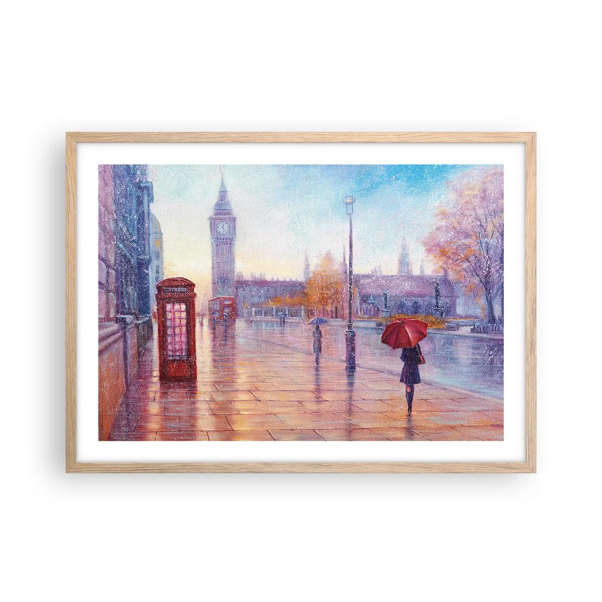 Pôster com moldura de carvalho claro - Um dia de outono em Londres - 70x50 cm