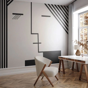 Papel de Parede Premium Canvas - Apenas um beijo - Arte Moderna, Preto e branco, Face - 150x105 cm