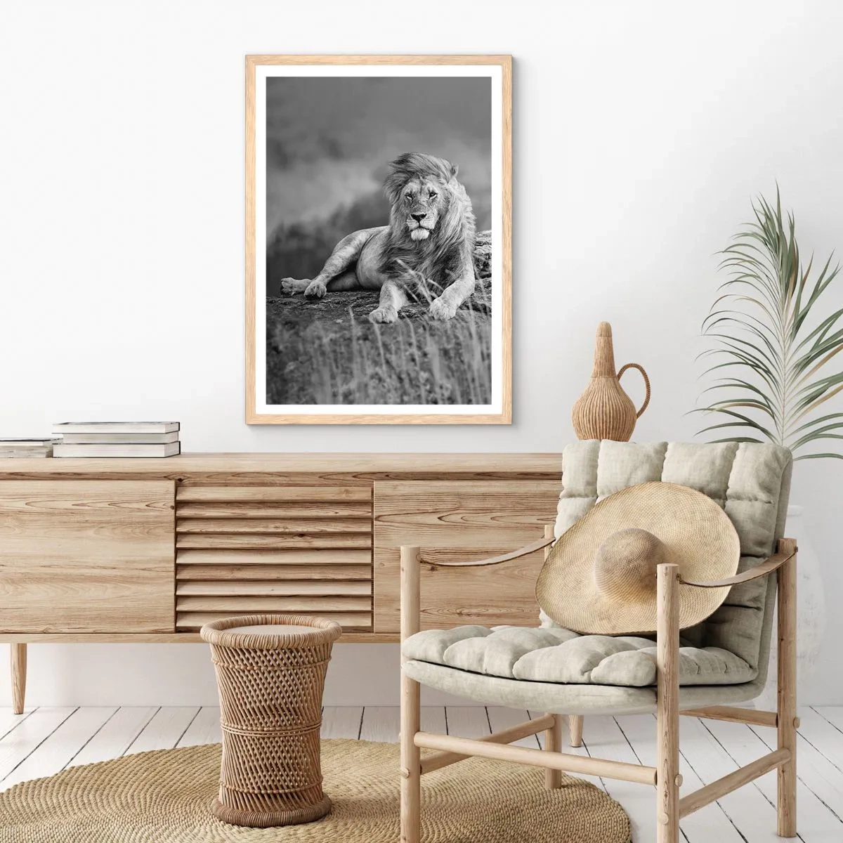 Pôster com moldura de carvalho claro - Sesta real - 61x91 cm