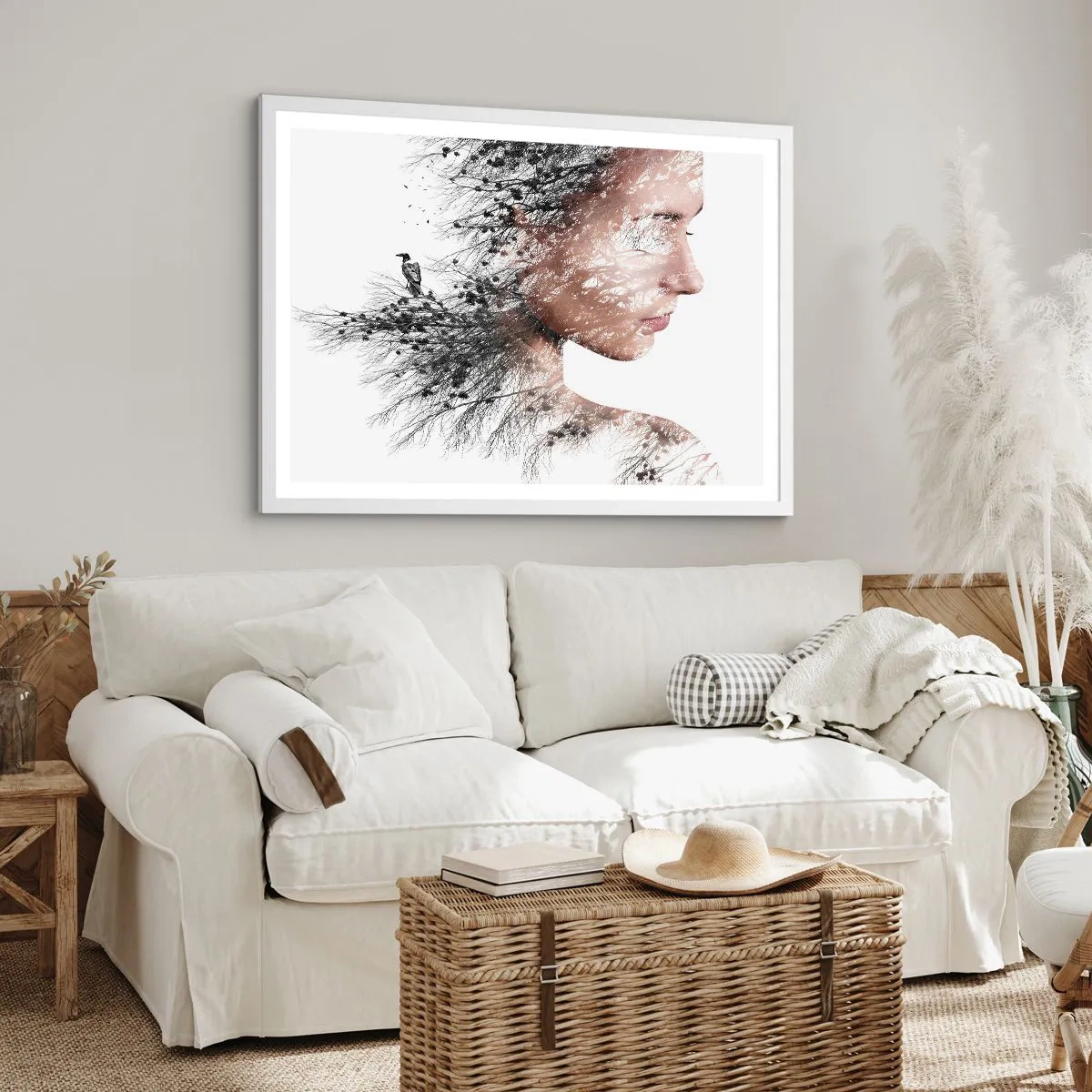 Pôster em moldura branca - Espírito da floresta - 100x70 cm