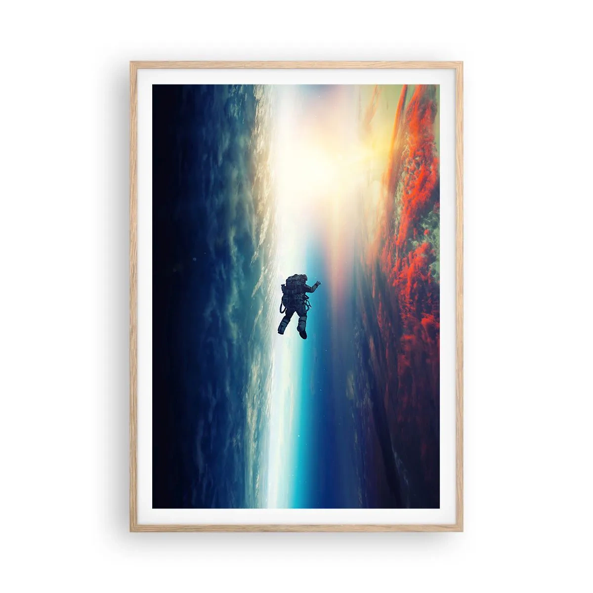 Pôster com moldura de carvalho claro - Enfrentando o universo - 70x100 cm