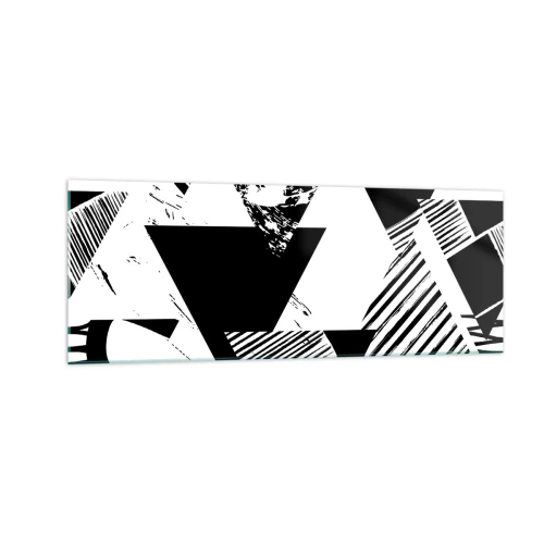 Quadro em vidro - Chuva de triângulos - 140x50 cm