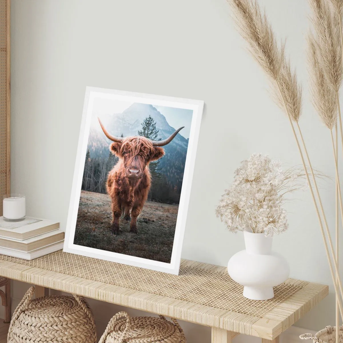 Pôster em moldura branca - Saudações do prado da montanha - 30x40 cm