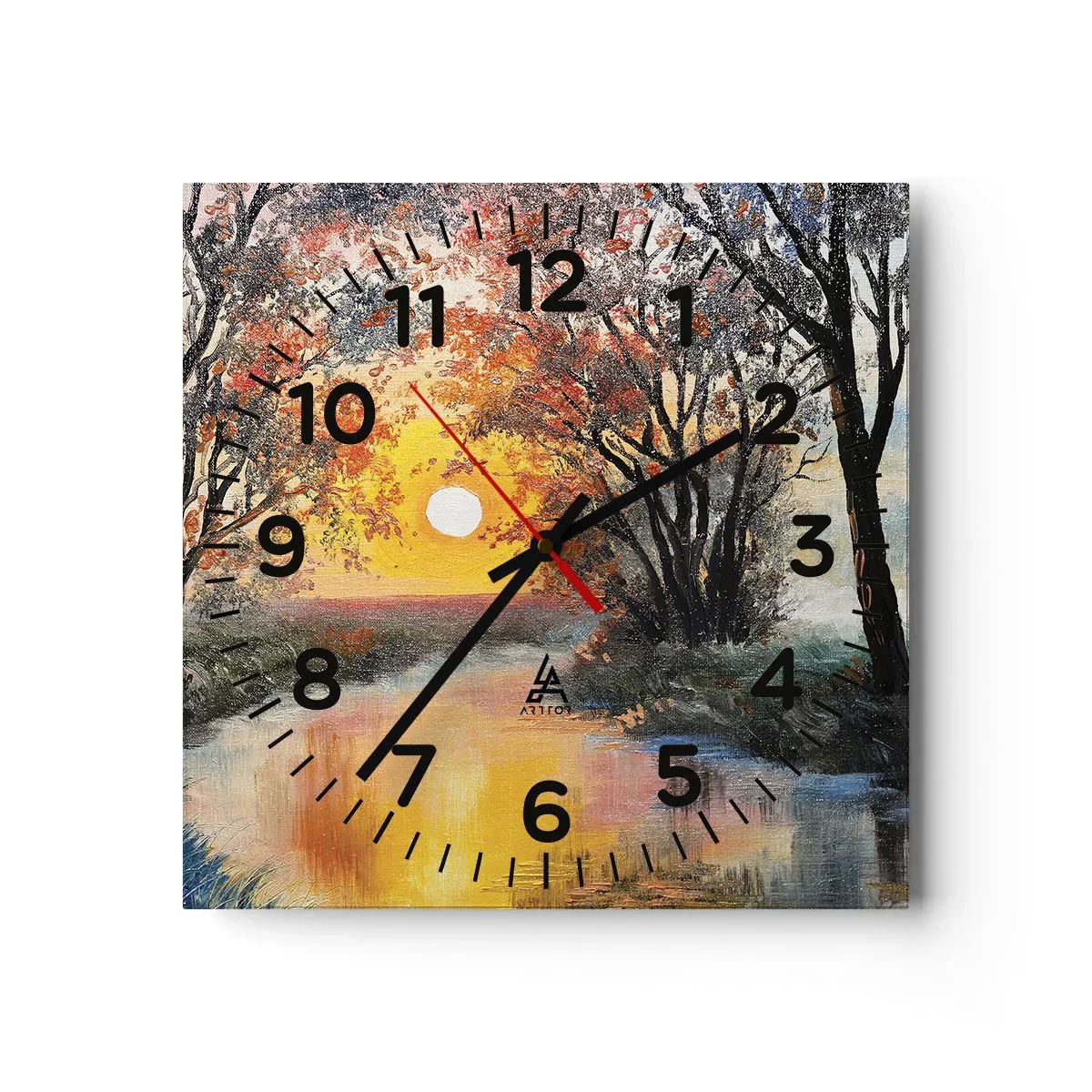 Relógio de parede - Relógio em vidro - Vibrações de outono - 30x30 cm