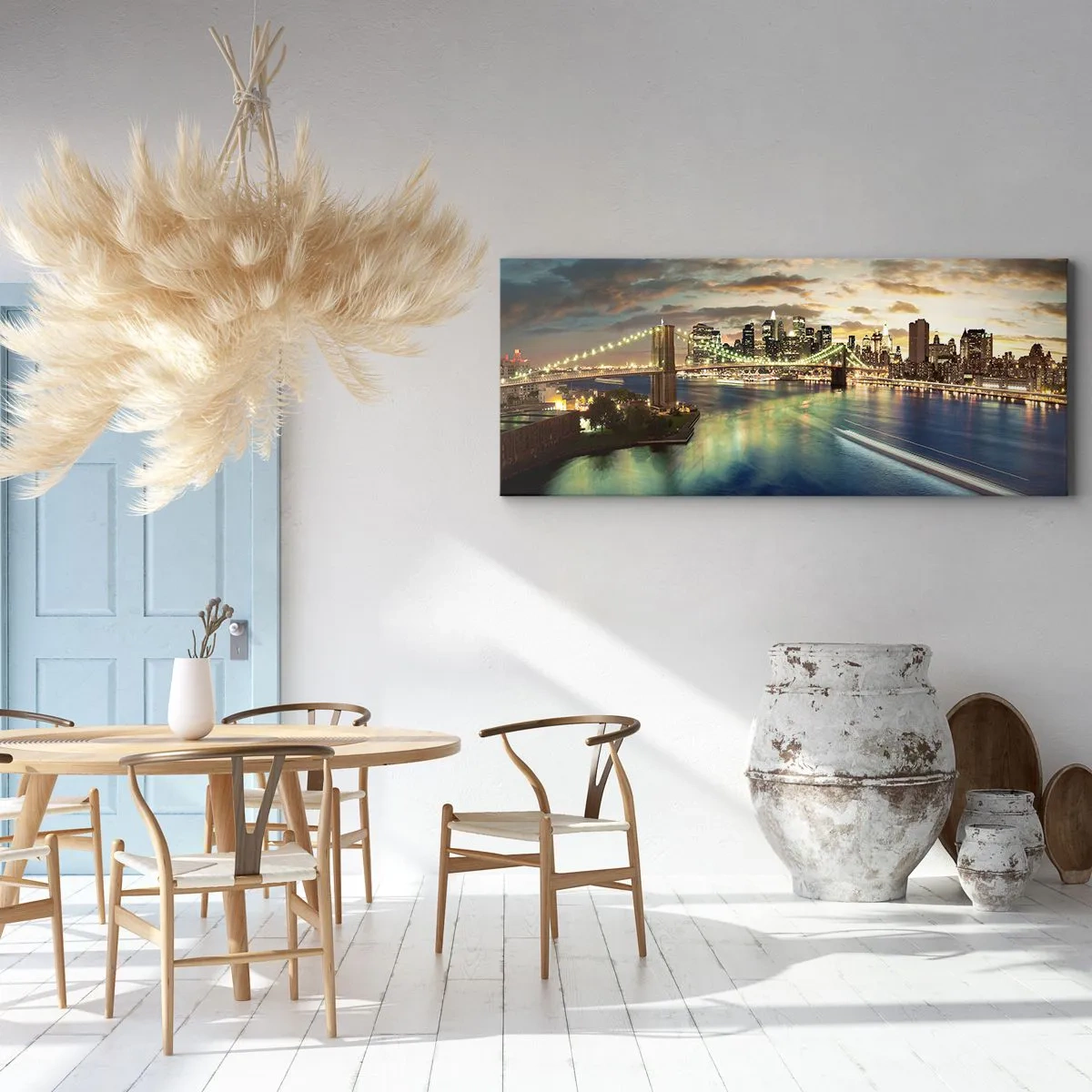 Quadro em tela - Uma noite bem iluminada em Manhattan - 160x50 cm