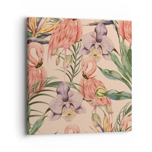 Quadro em tela - Balé rosa em flores - 40x40 cm