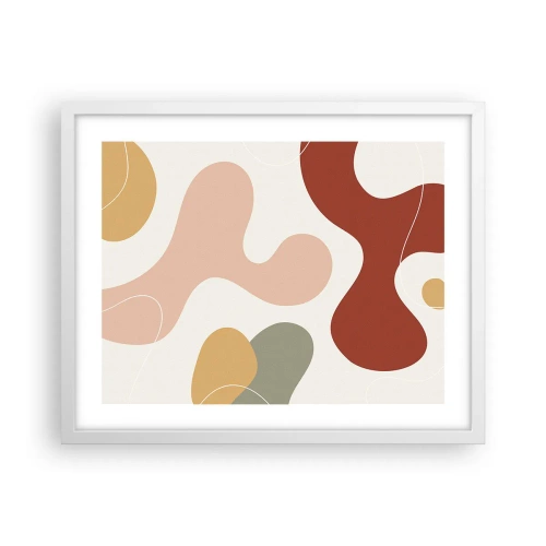 Pôster em moldura branca - Ziguezagues ornamentais - 50x40 cm