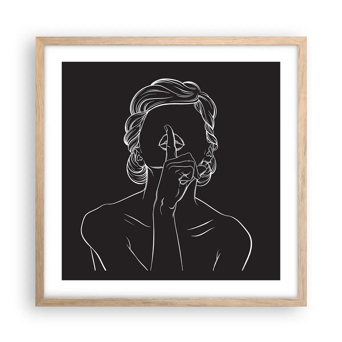 Pôster com moldura de carvalho claro - A beleza floresce em silêncio - 50x50 cm