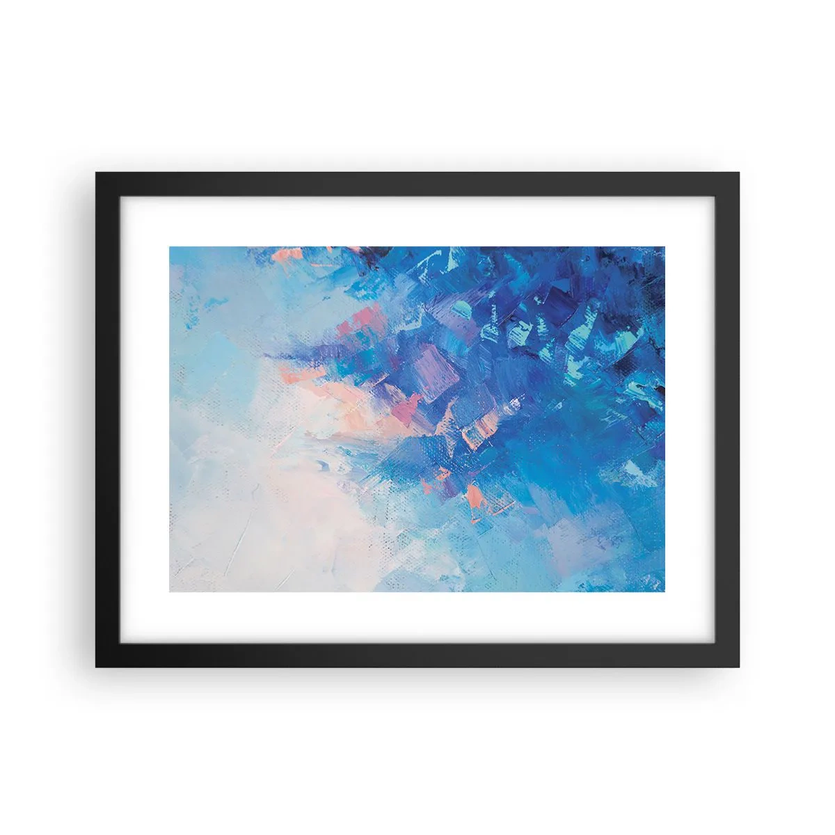 Pôster com moldura preta - Abstração de inverno - 40x30 cm
