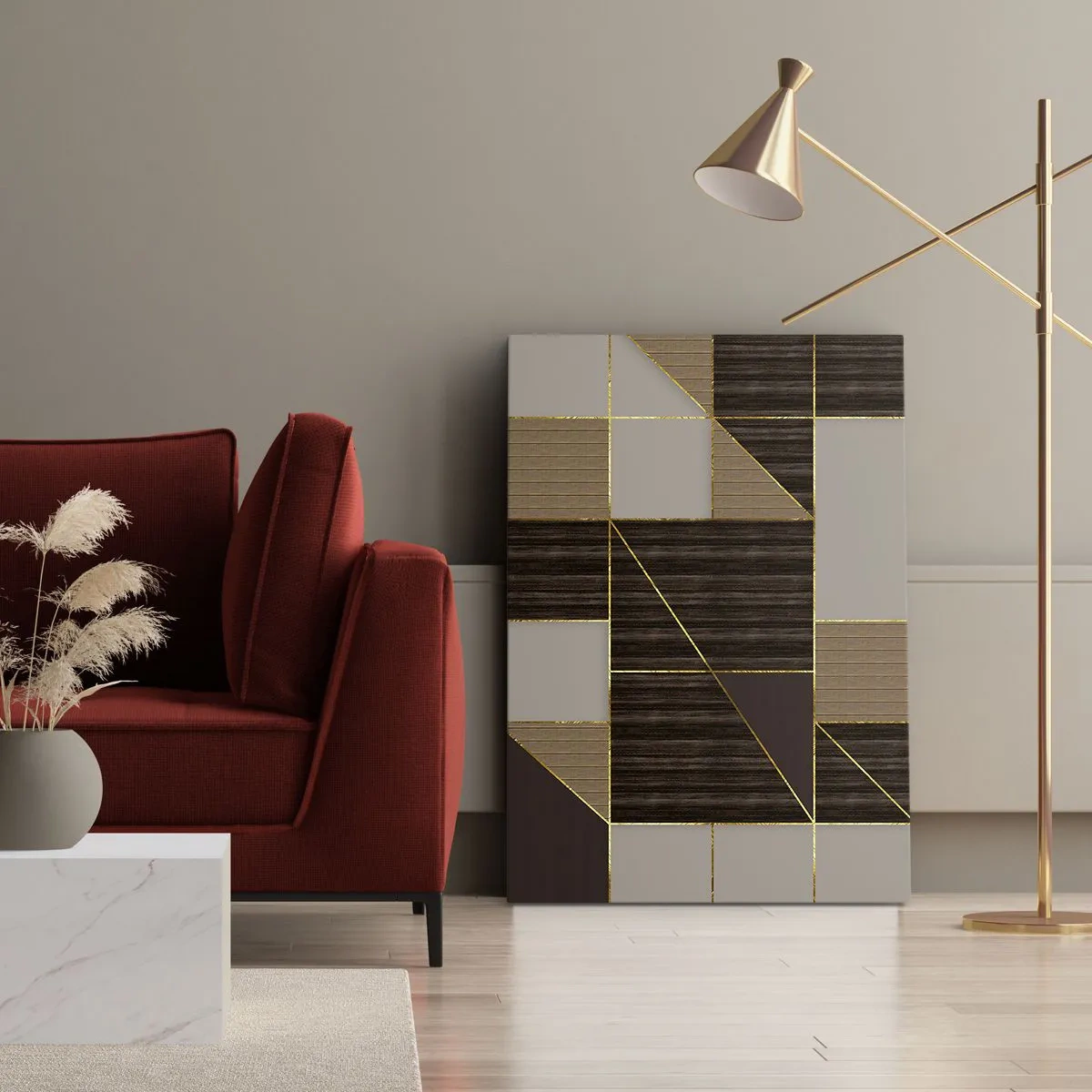 Quadro em tela - Mosaico de bronzes e ouro - 50x70 cm