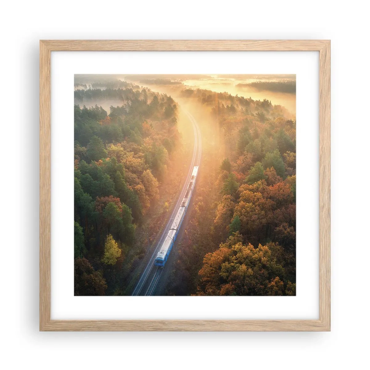 Pôster com moldura de carvalho claro - Uma viagem de outono - 40x40 cm
