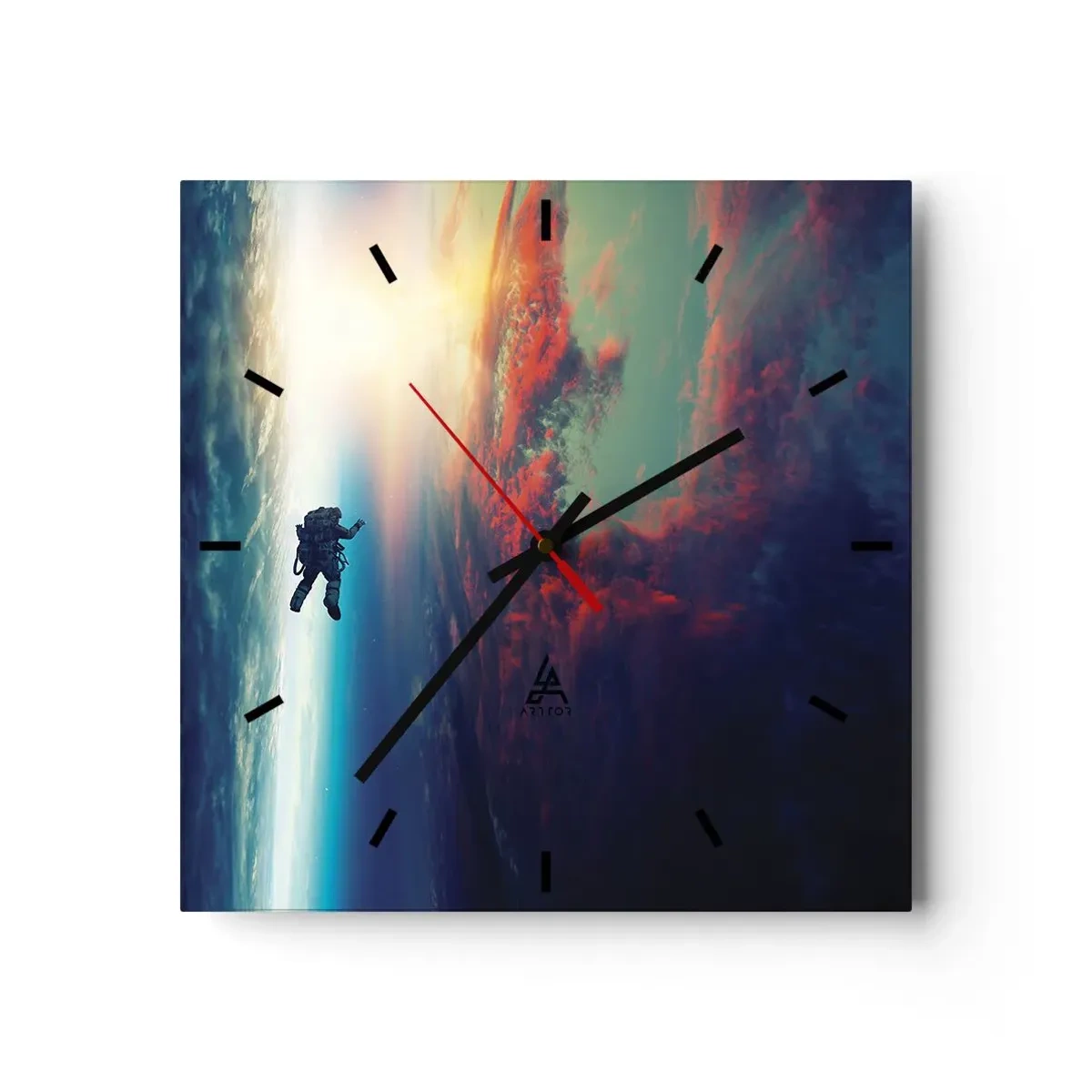 Relógio de parede - Relógio em vidro - Enfrentando o universo - 30x30 cm