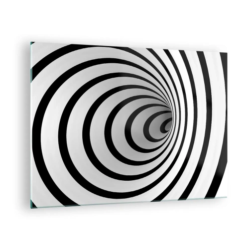 Quadro em vidro - Padrão espiral abstrato em preto e branco - 70x50cm - Também não resiste? - Decoração de parede moderna para a sala de estar e quarto ARTTOR