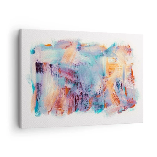 Quadro em tela - Pinceladas coloridas em uma composição abstrata - 70x50cm - Uma bagunça colorida - Decoração de parede moderna para a sala de estar e quarto ARTTOR