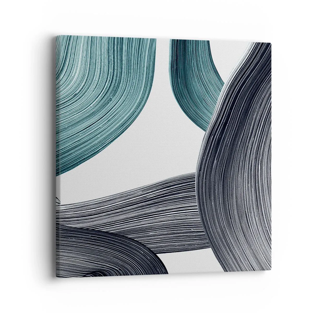 Quadro em tela - Trilhas esmeralda e preta - 40x40 cm