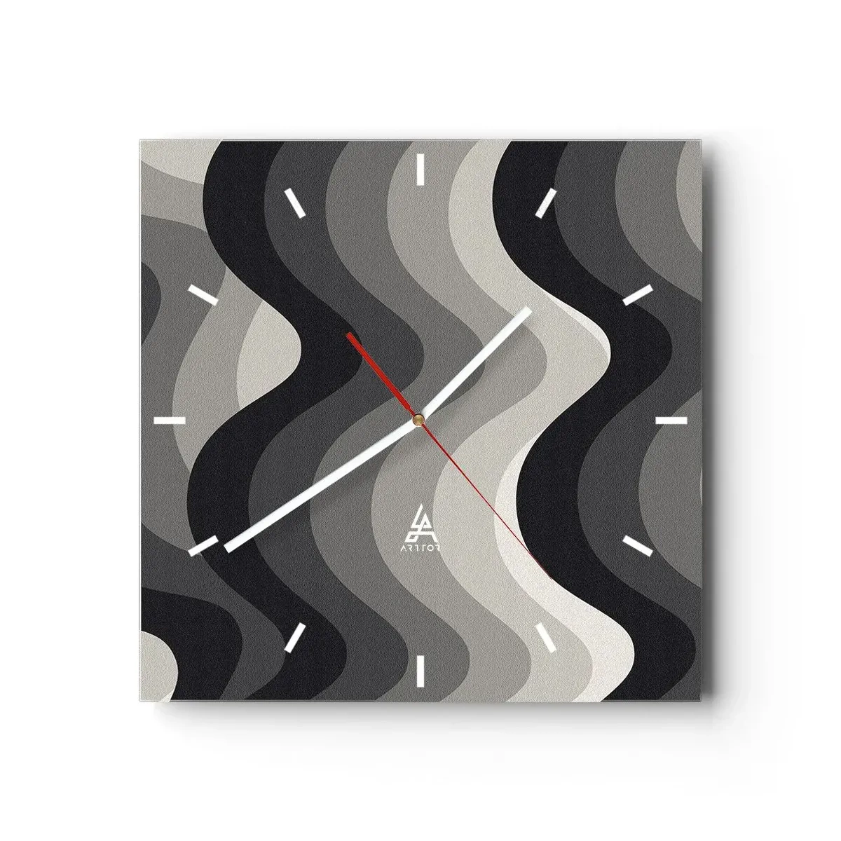 Relógio de parede - Relógio em vidro - Onda após onda - 40x40 cm