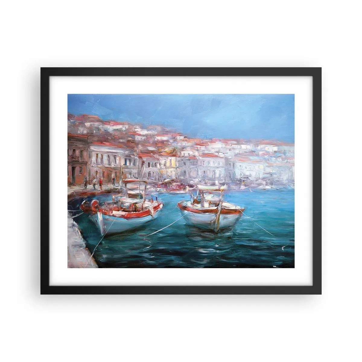 Pôster com moldura preta - Baía italiana - 50x40 cm