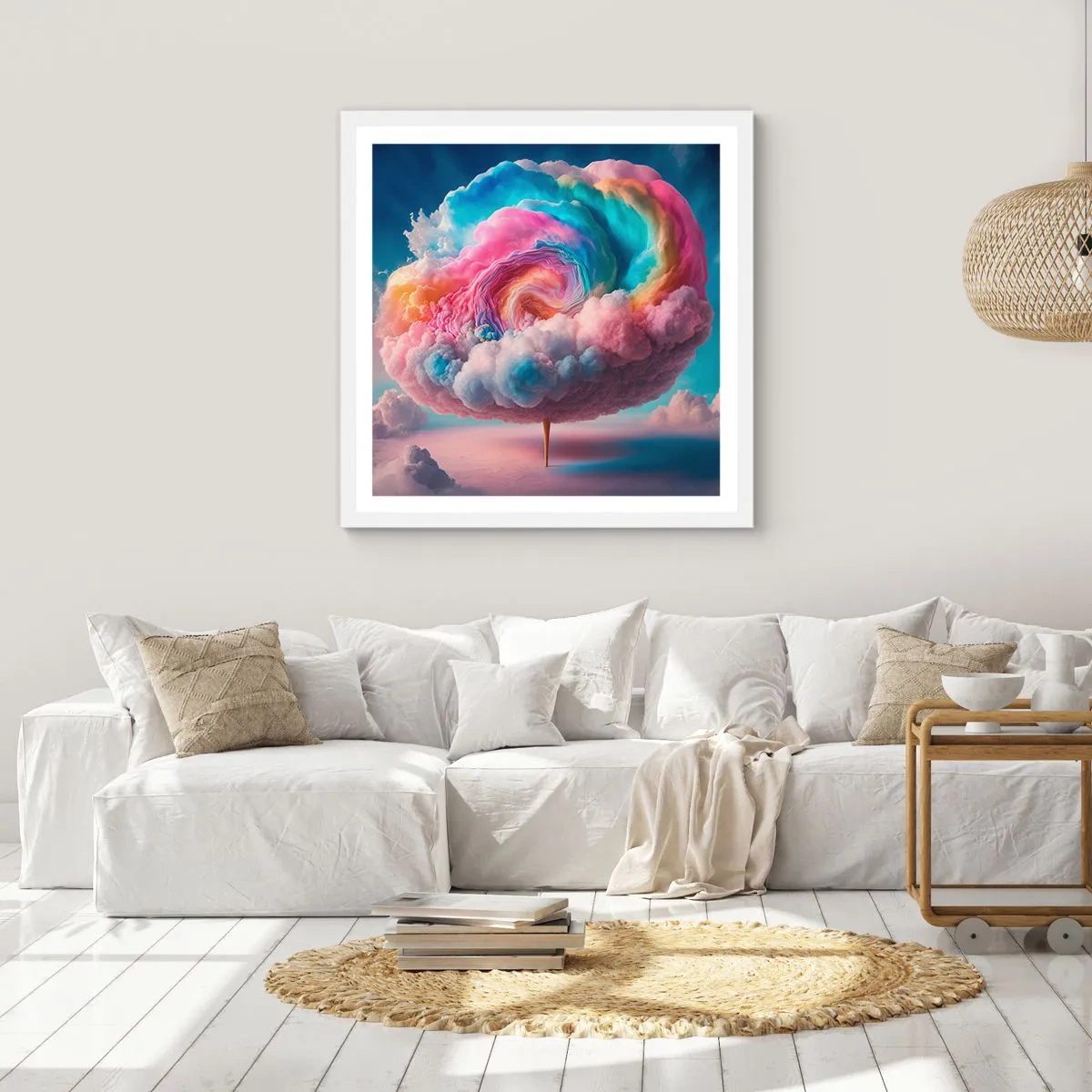 Pôster em moldura branca - O sonho de um parque de diversões - 40x40 cm