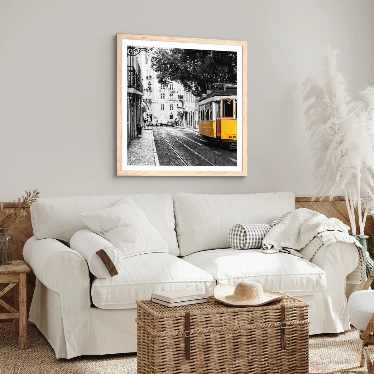 Pôster com moldura de carvalho claro - E o fado ao fundo - 30x30 cm