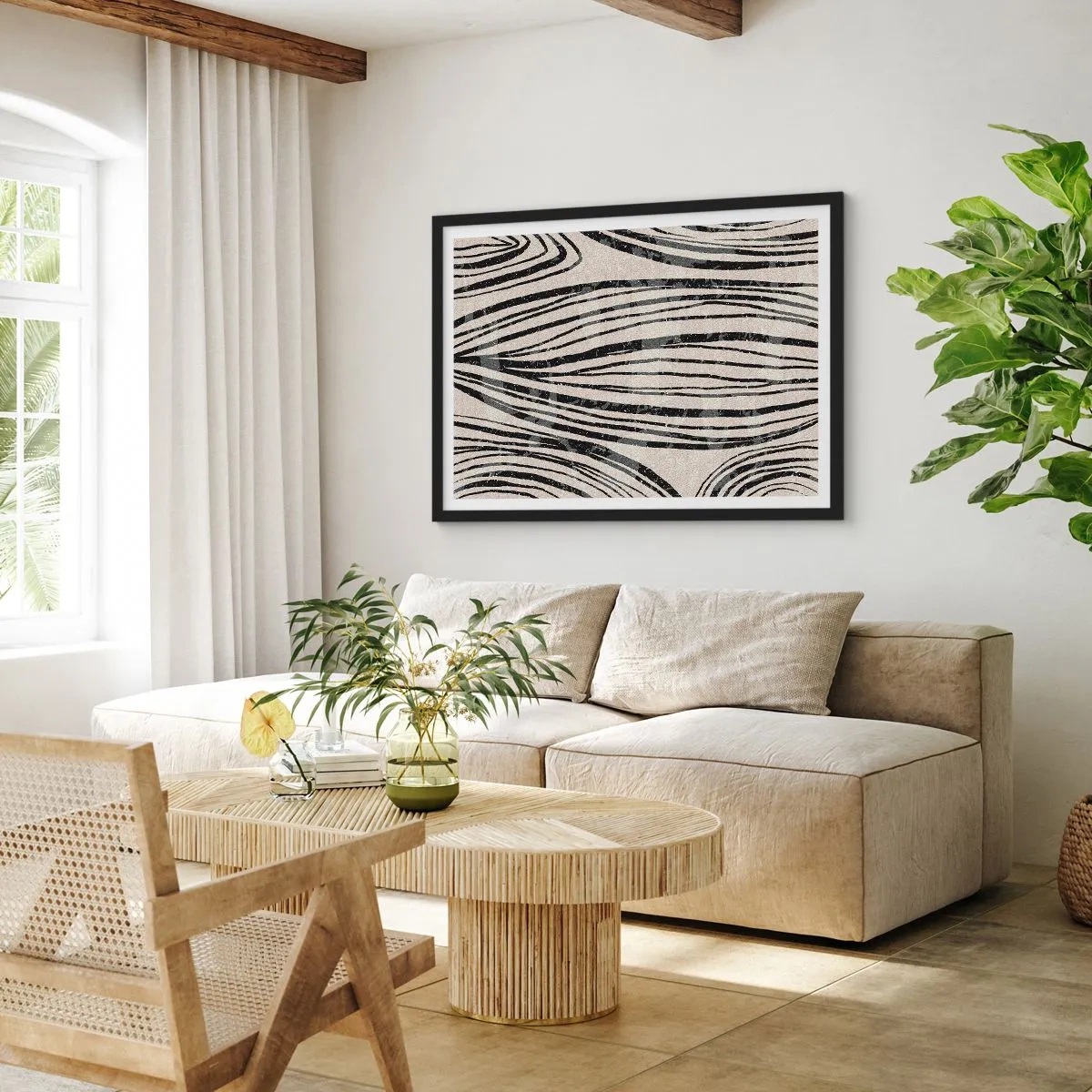 Pôster com moldura preta - Piscina em linha - 40x30 cm