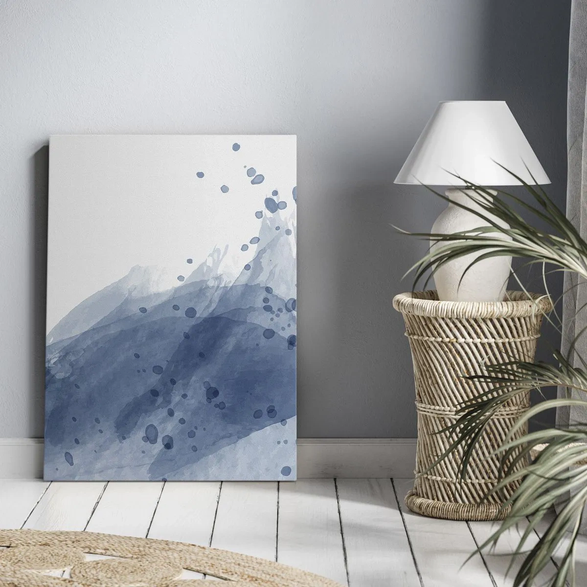 Quadro em tela - Tule azul - 45x80 cm