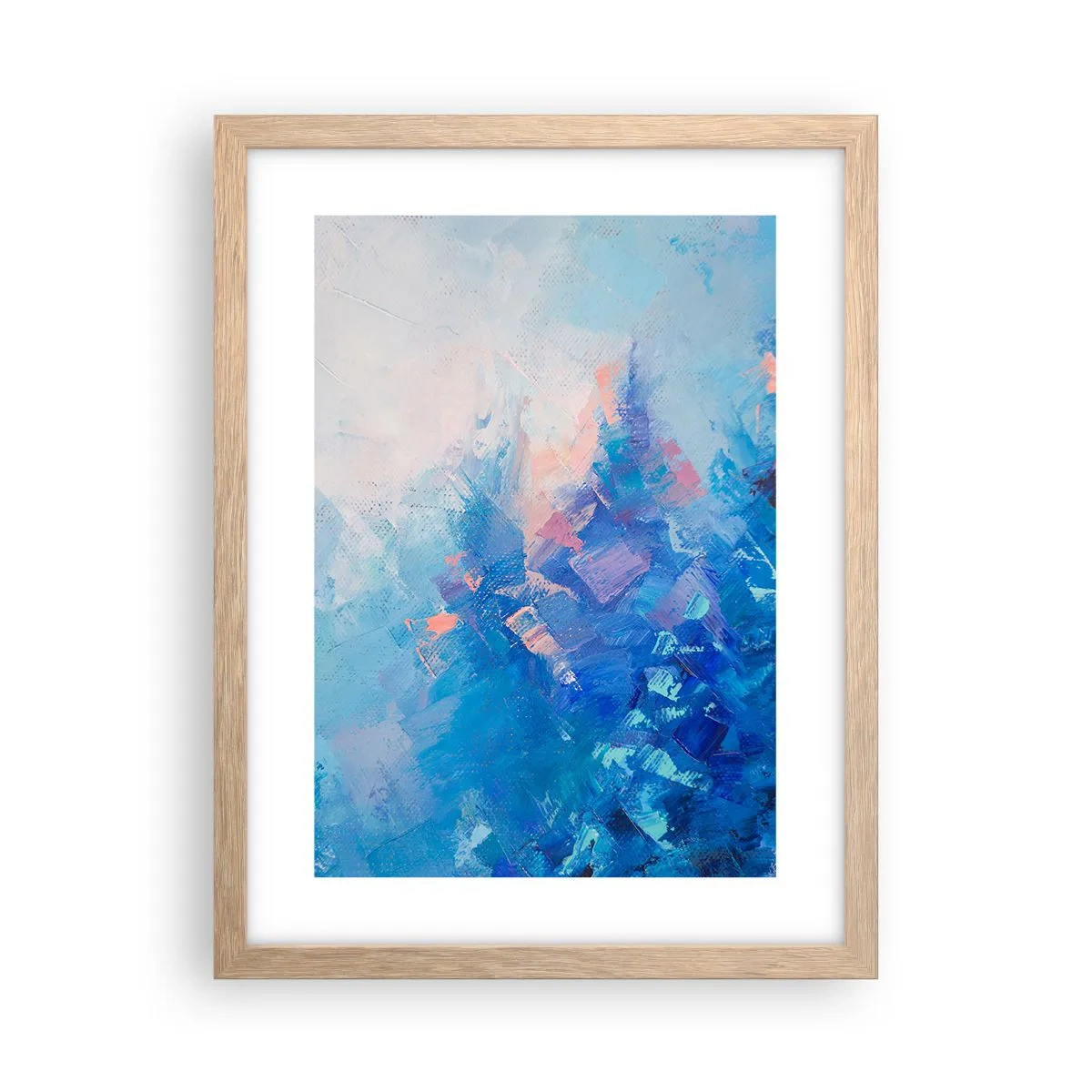 Pôster com moldura de carvalho claro - Abstração de inverno - 30x40 cm