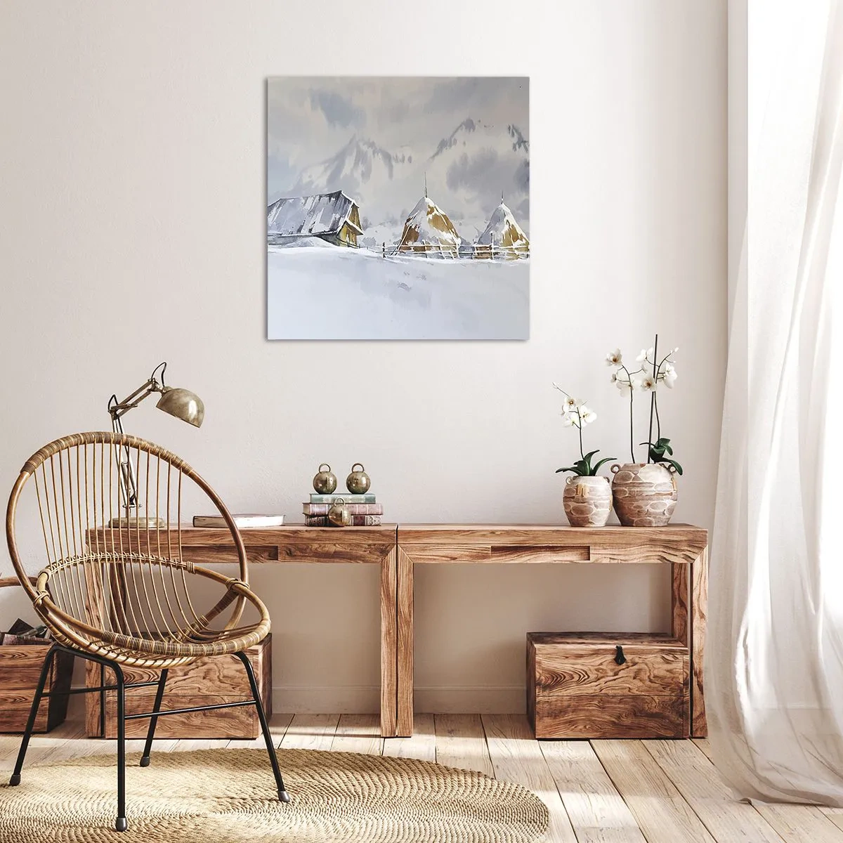 Quadro em tela - No vale nevado - 50x50 cm