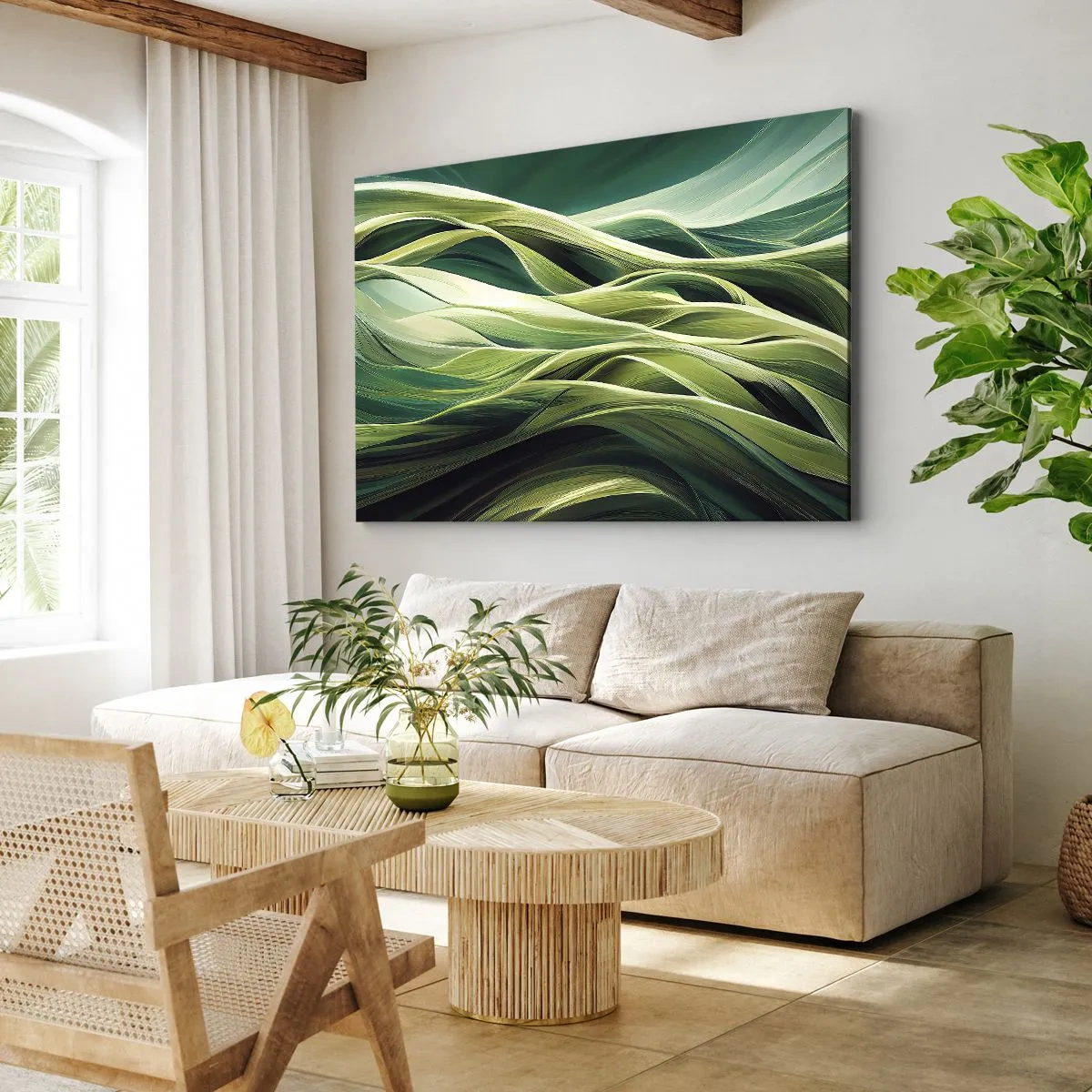 Quadro em tela - Jogo verde abstrato - 120x80 cm