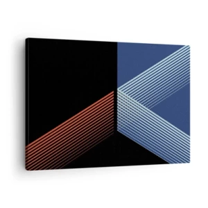 Quadro em tela - Linhas geométricas em tons de vermelho e azul - 70x50cm - Uma história simples - Decoração de parede moderna para a sala de estar e quarto ARTTOR