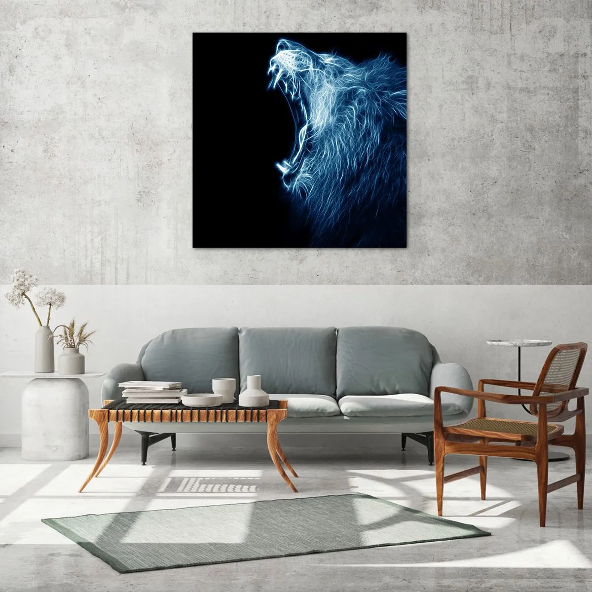 Quadro em vidro - A ira feroz do rei - 70x70 cm