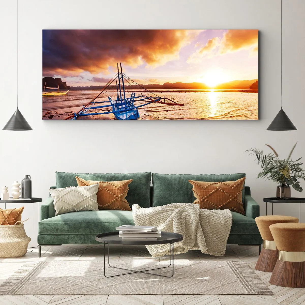 Quadro em tela - Esticar-se na areia após um longo dia - 100x40 cm