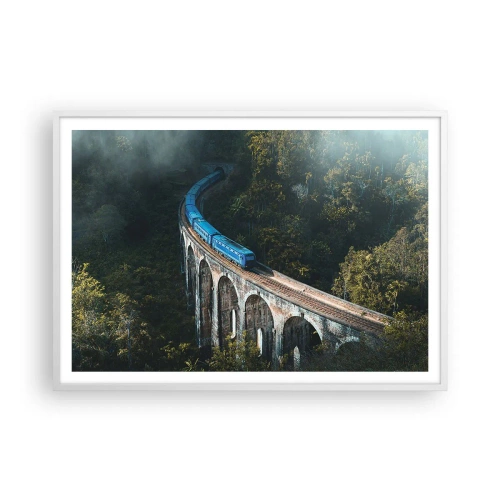 Pôster em moldura branca - Comboio para a natureza - 100x70 cm