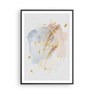 Pôster com moldura preta - Explosão dourada - 70x100 cm
