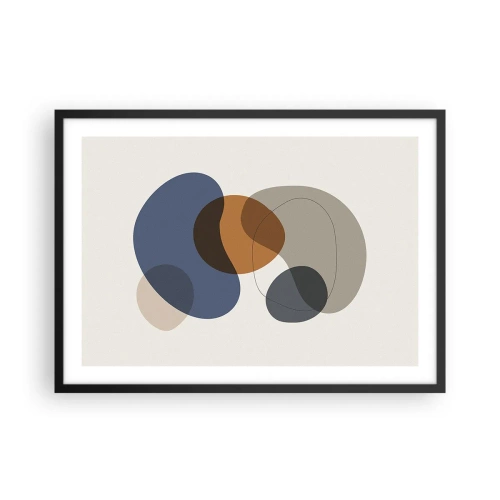 Pôster com moldura preta - Gotas de cor - 70x50 cm