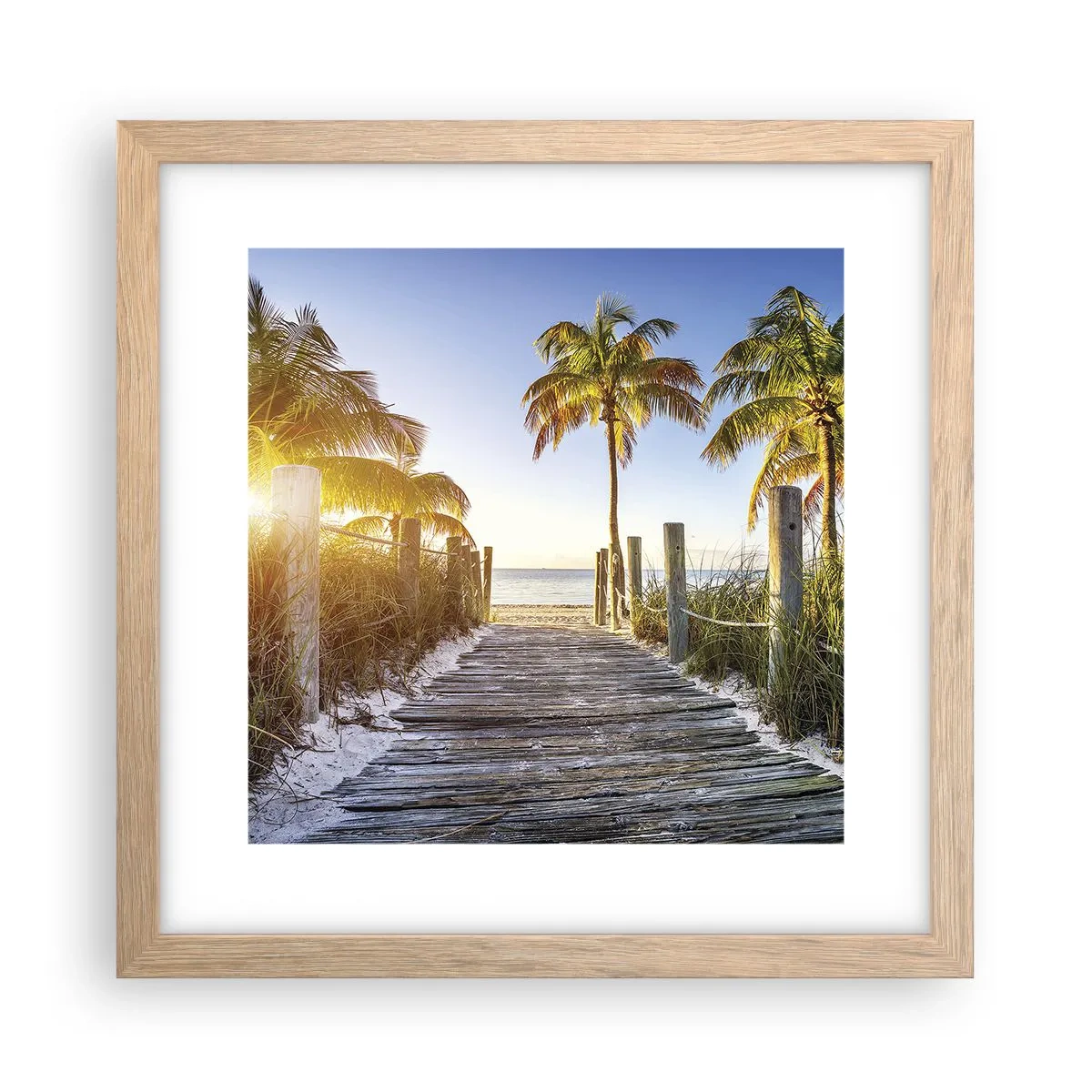 Pôster com moldura de carvalho claro - Direto para o paraíso - 30x30 cm