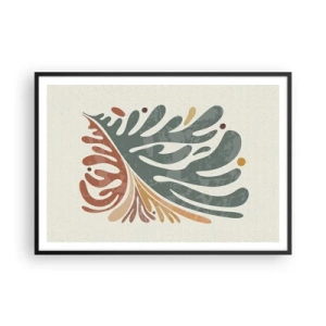 Pôster com moldura preta - Folha multicolorida - 100x70 cm