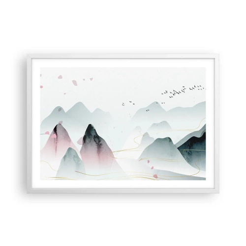Pôster em moldura branca - Acima dos picos - 70x50 cm