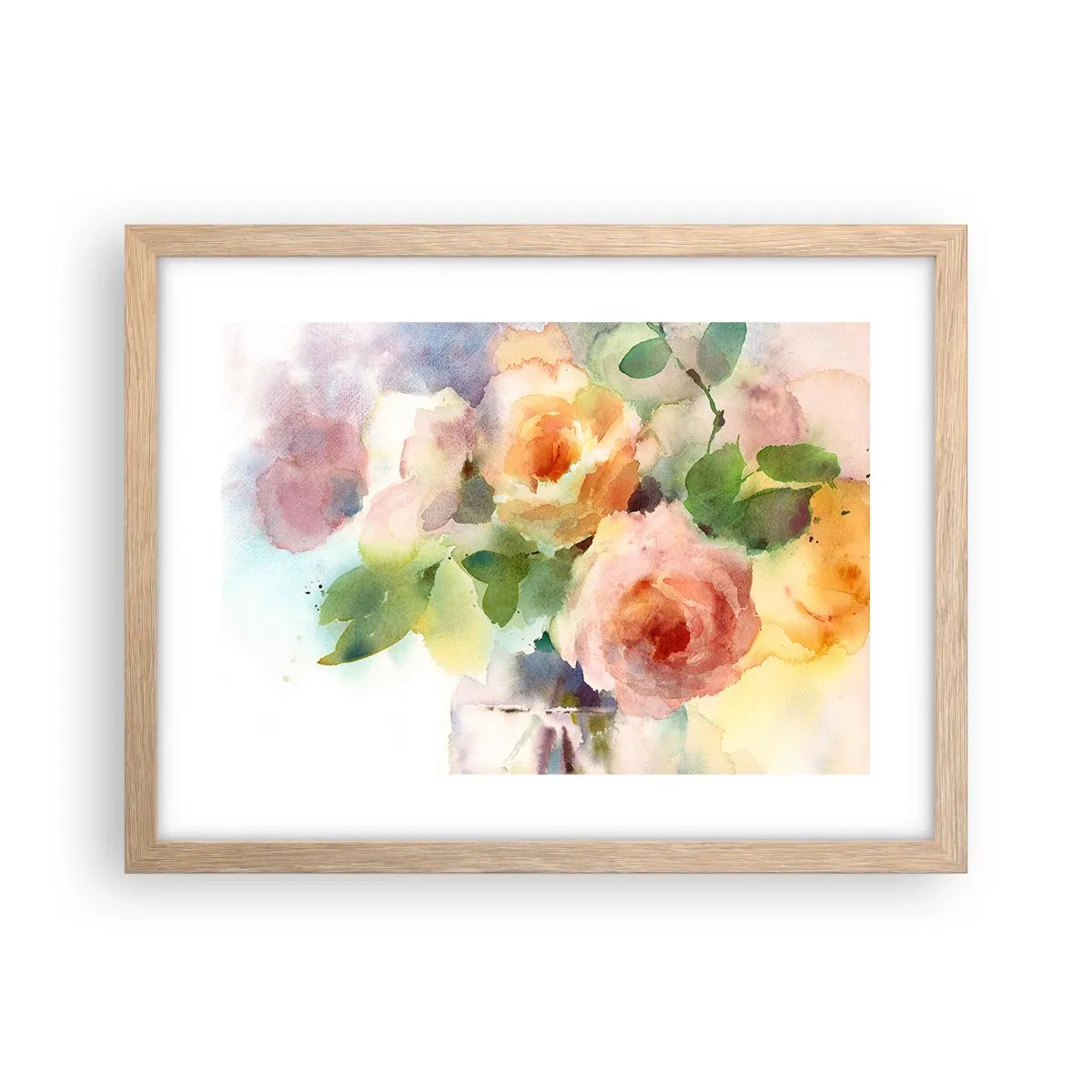 Pôster com moldura de carvalho claro - Delicado como uma aquarela - 40x30 cm