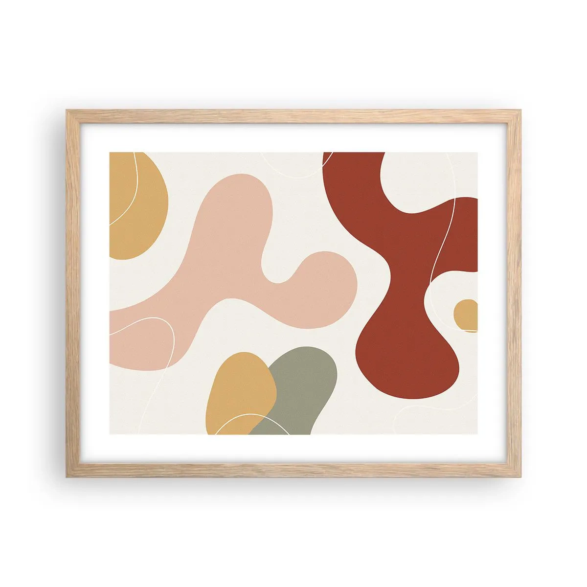 Pôster com moldura de carvalho claro - Ziguezagues ornamentais - 50x40 cm