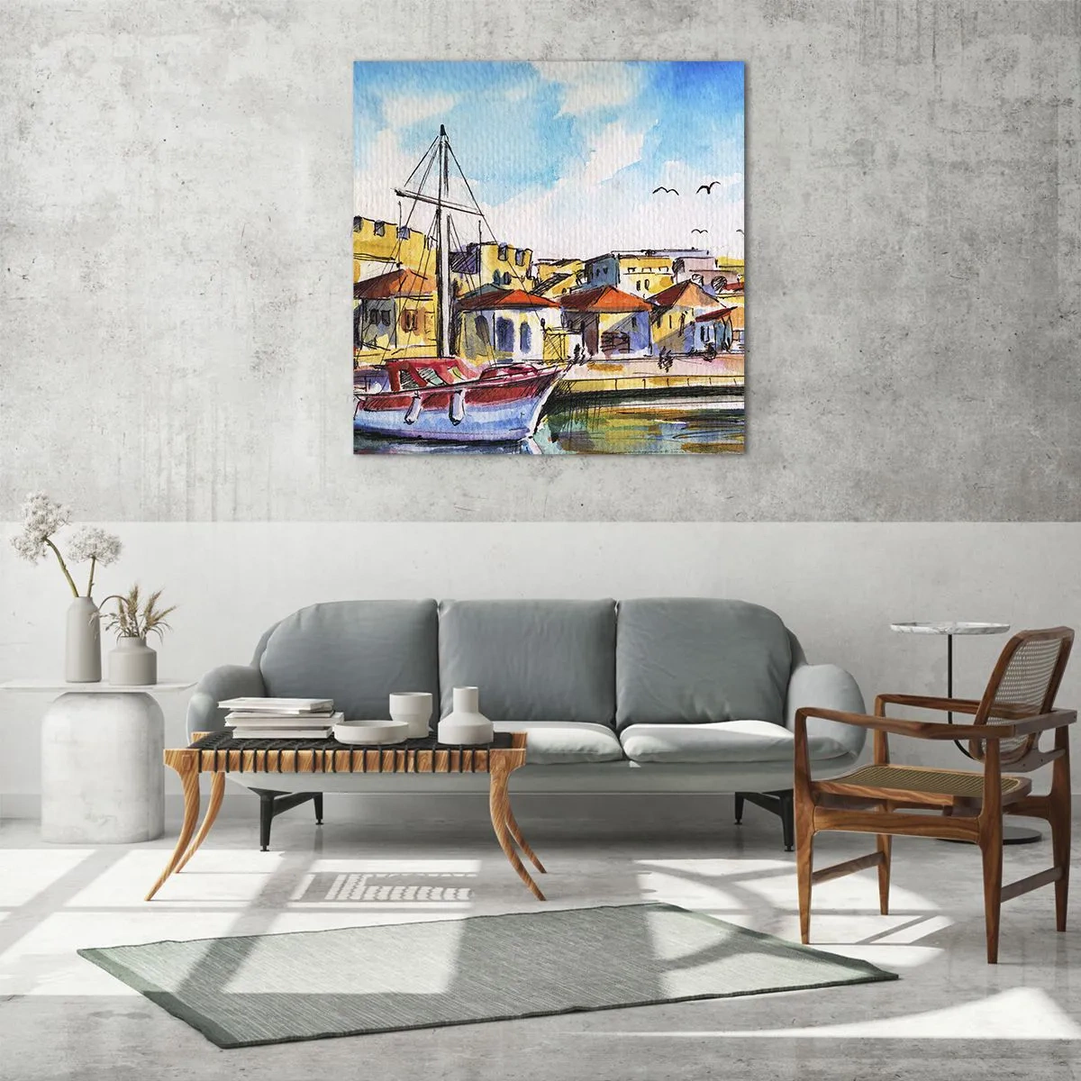 Quadro em vidro - Tarde de arco-íris - 60x60 cm