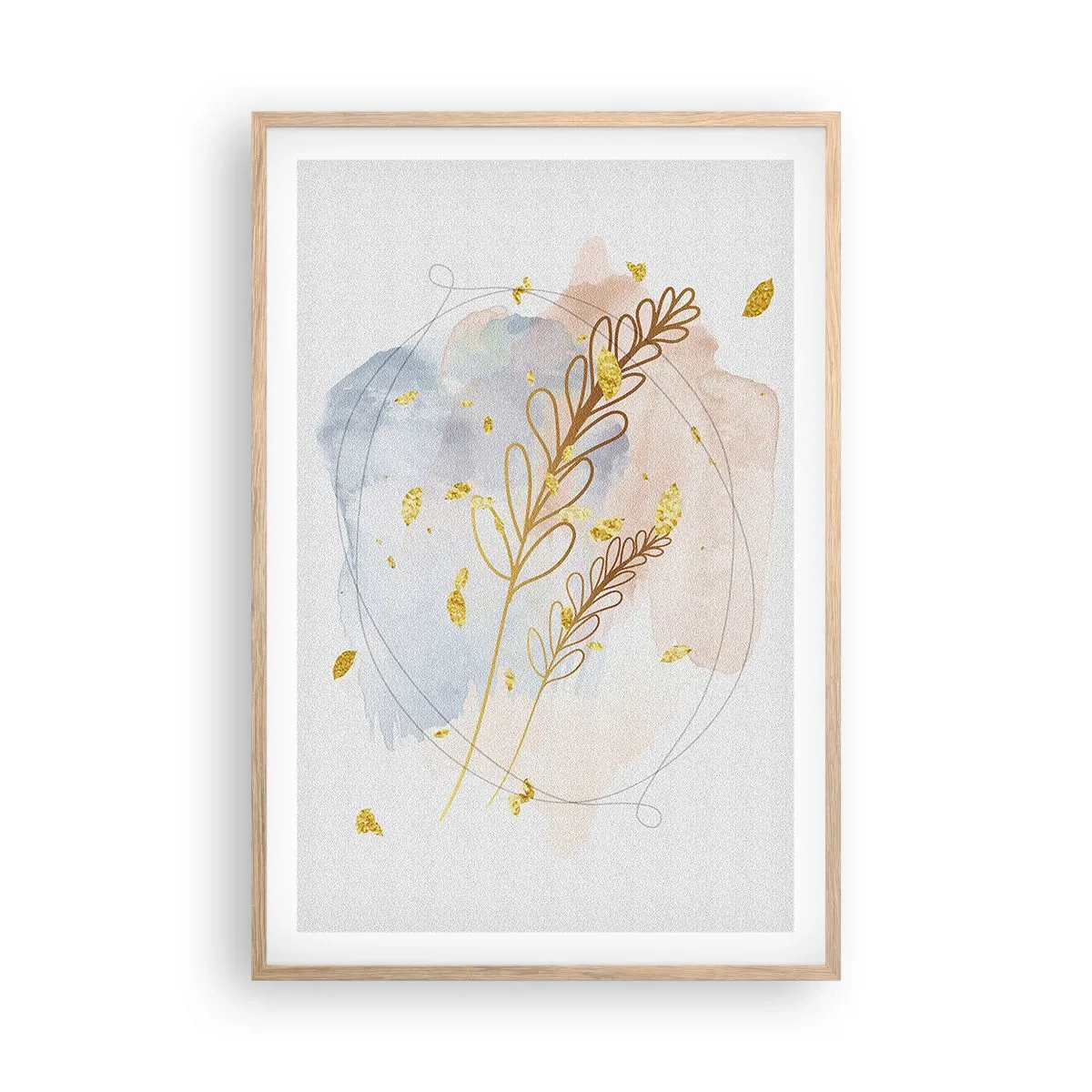 Pôster com moldura de carvalho claro - Explosão dourada - 61x91 cm