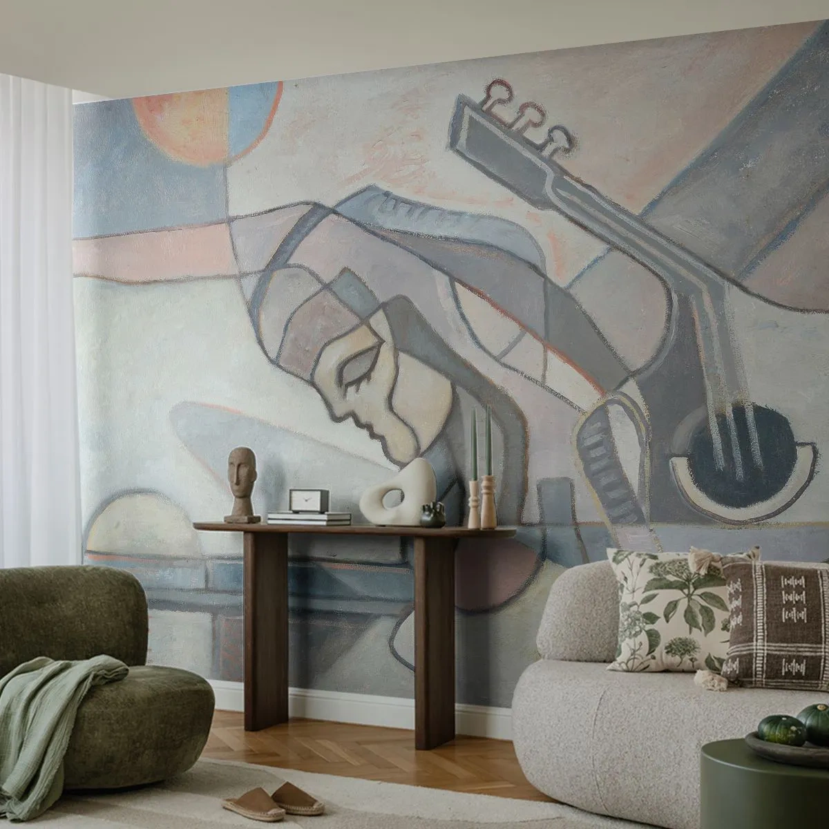 Papel de Parede Premium Canvas - No poder da música - Abstração, Cubismo, Pessoas - 150x105 cm