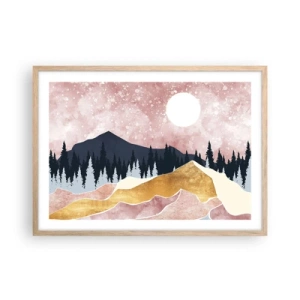 Pôster com moldura de carvalho claro - Ronda Noturna - 70x50 cm