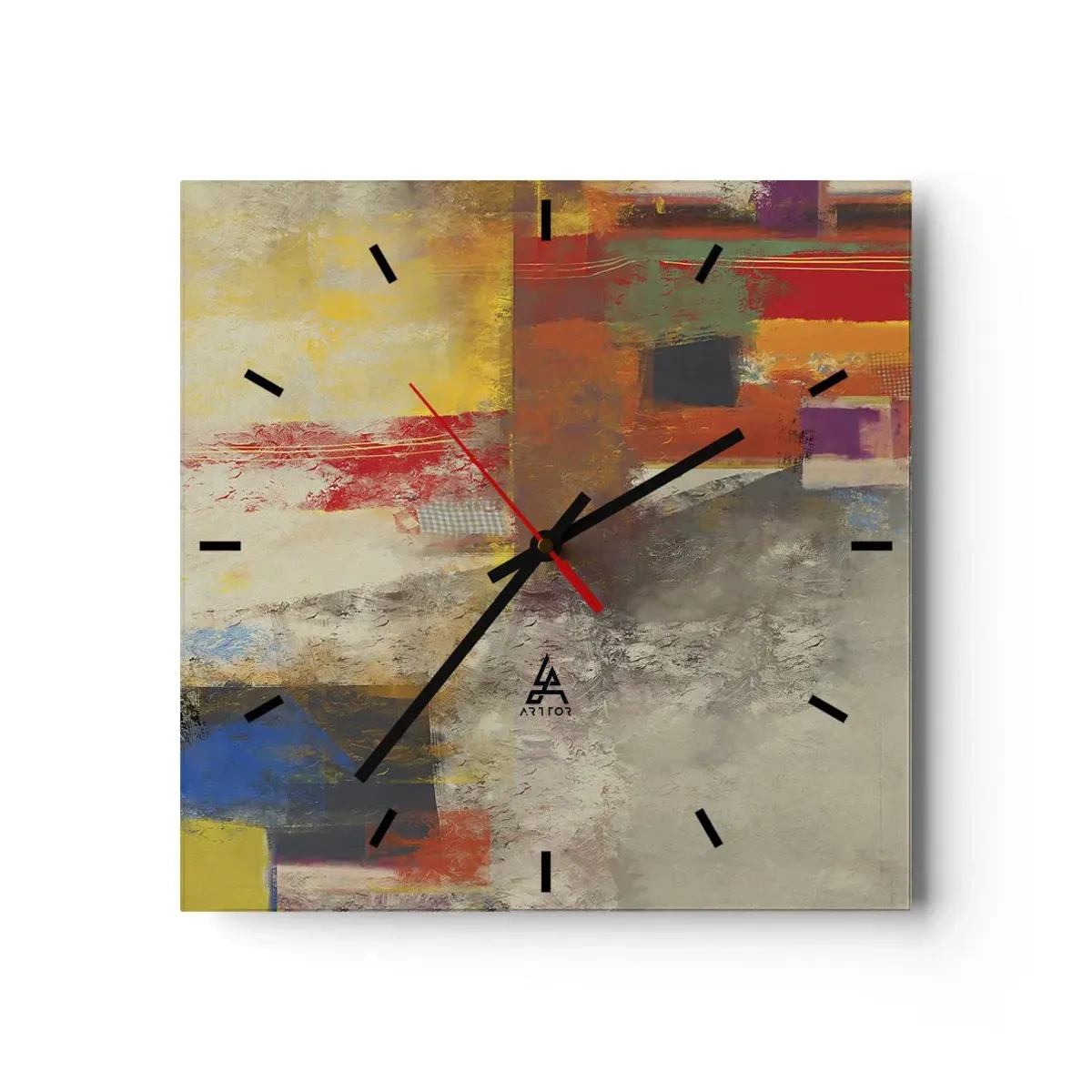 Relógio de parede - Relógio em vidro - Geometria das cores - 30x30 cm