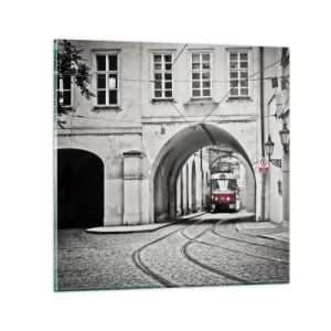 Quadro em vidro - Através do labirinto urbano - 70x70 cm