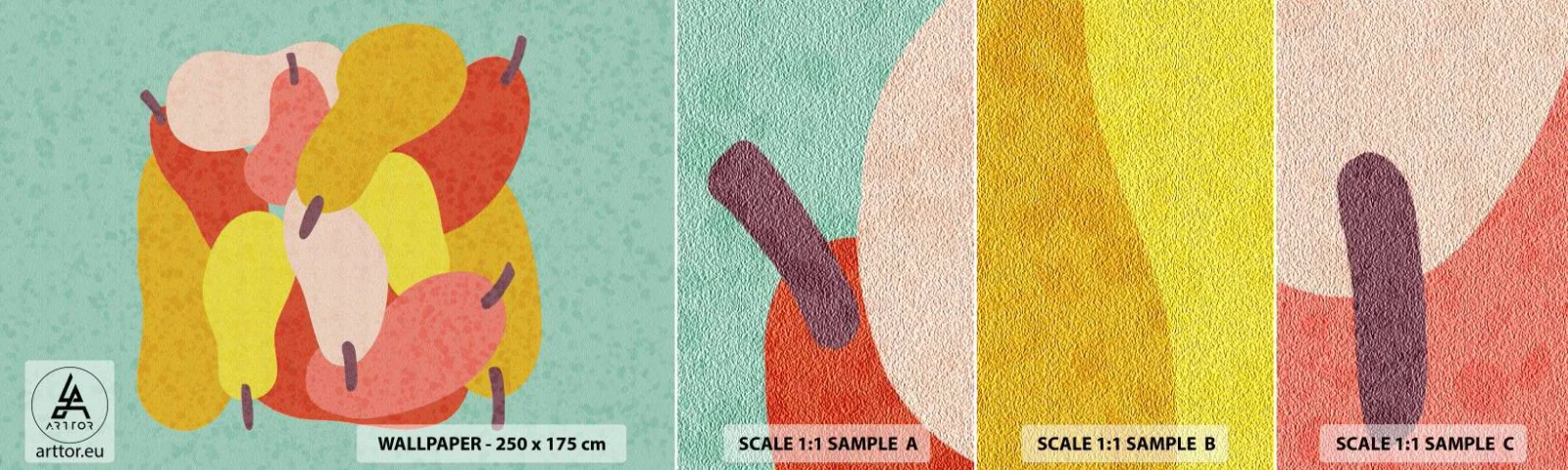 Amostra de papel de parede autocolante Deluxe Sticker - Experimente o sol de verão - Fruta, Peras, Saúde - 100x30 cm